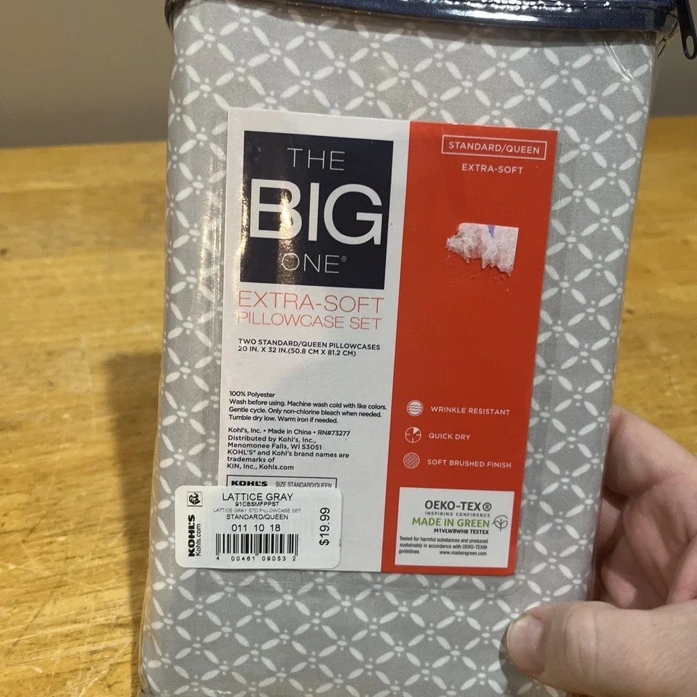 The‎ Big One Extra Soft Lattice Gray Pillowcases Set Of 2 Standard/queen